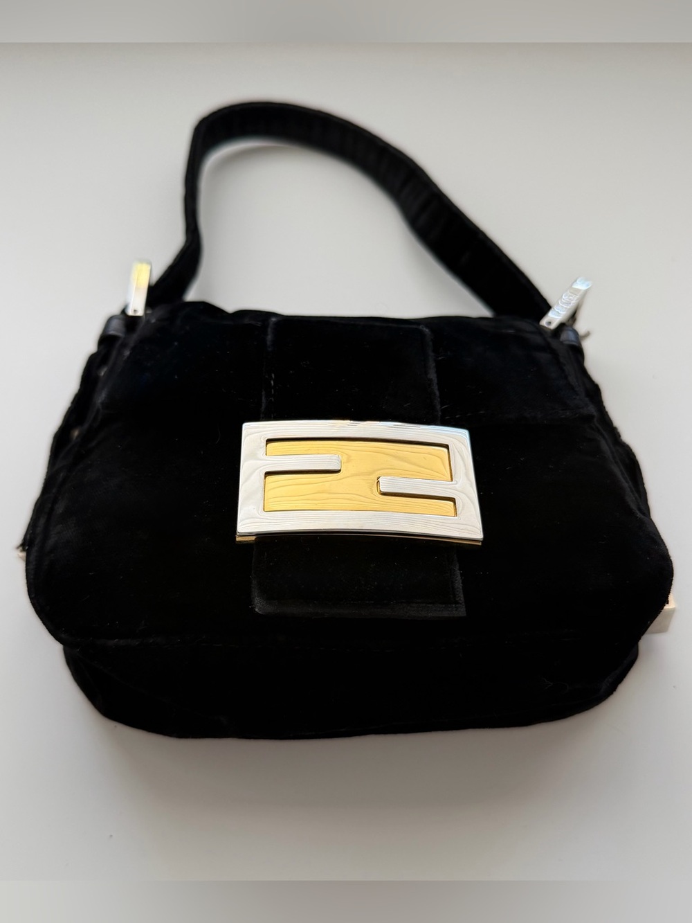 Fendi Black Mini Velvet Baguette Shoulder Bag - Picture 3 of 7